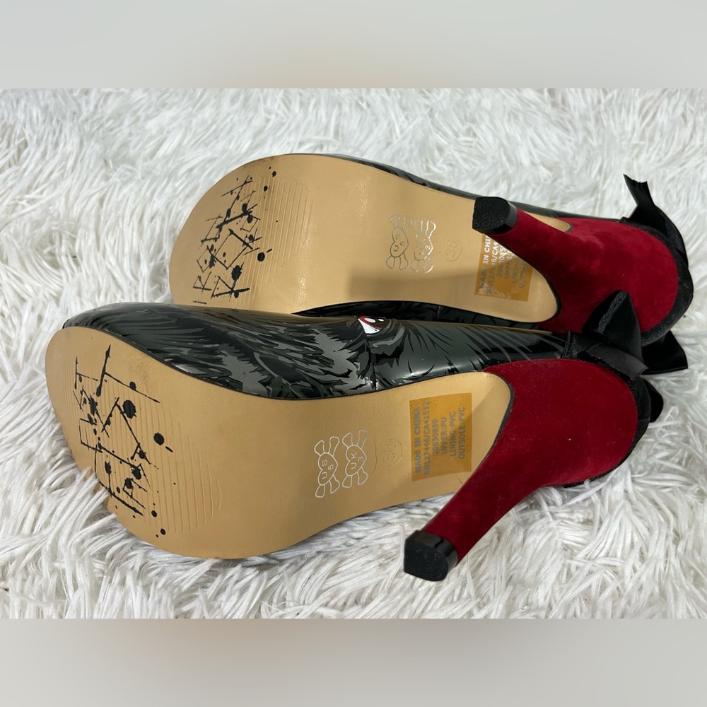 💔SOLD💔IRON FIST Wolf Beater Platform Stiletto Heels Faux Leather Back Bow 5 - Picture 6 of 10